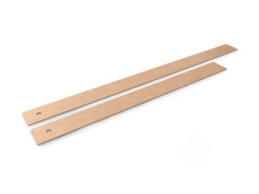 Pair of wooden stirrup leathers or straps with metal attachment points