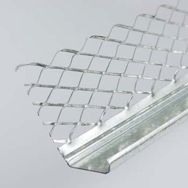 Metal corner bead with expanded mesh flanges used for drywall installation and finishing