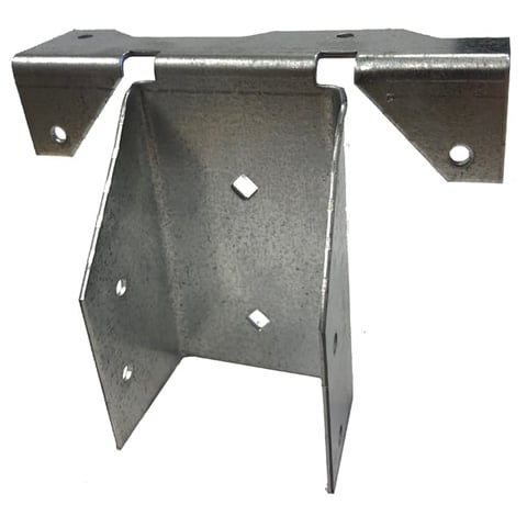 Galvanized steel L-shaped corner brace with mounting holes for structural support