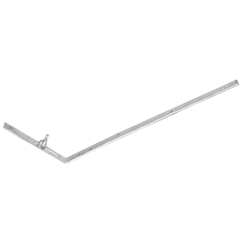 Metal angle bracket or corner brace with mounting holes on white background