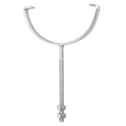 Stainless steel U-shaped pipe clamp with threaded bolt for mounting and securing tubes or pipes